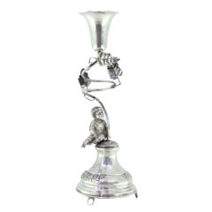 Silver toothpick holder with chalice supported on acanthus and seated child