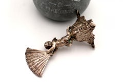 Silver toothpick holder with cherub and fan