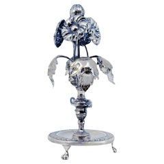 Silver toothpick holder with circular base