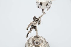 Silver toothpick holder with classic figure on a goblet stand