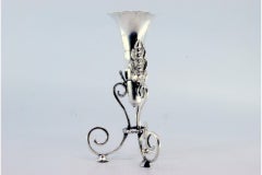 Silver toothpick holder with cut chalice on acanthus and scroll feet