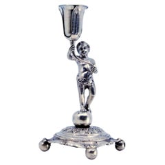 Silver toothpick holder with figure of child with chalice
