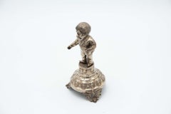 Silver toothpick holder with figure of old man with staff