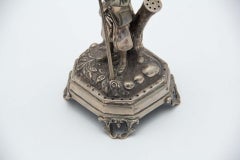 Silver toothpick holder with figure of shepherd with flute and staff