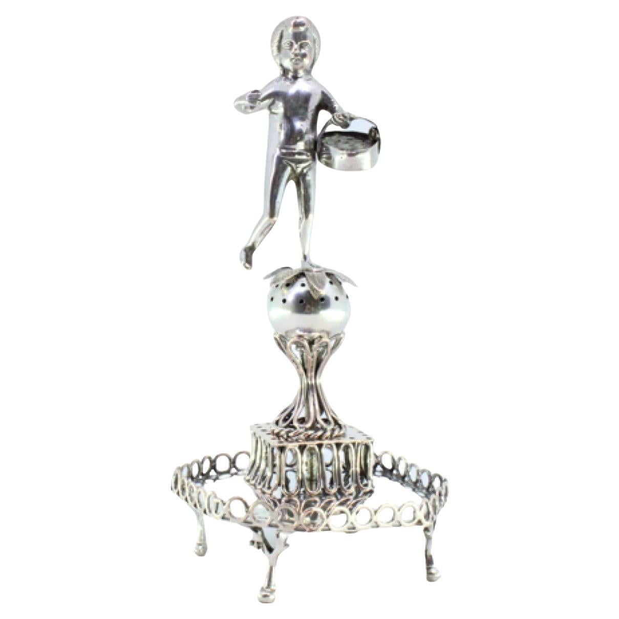 Silver toothpick holder with fish vendor