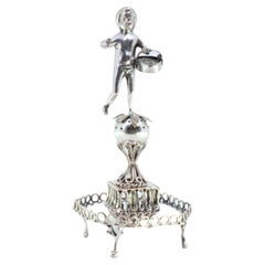 Silver toothpick holder with fish vendor