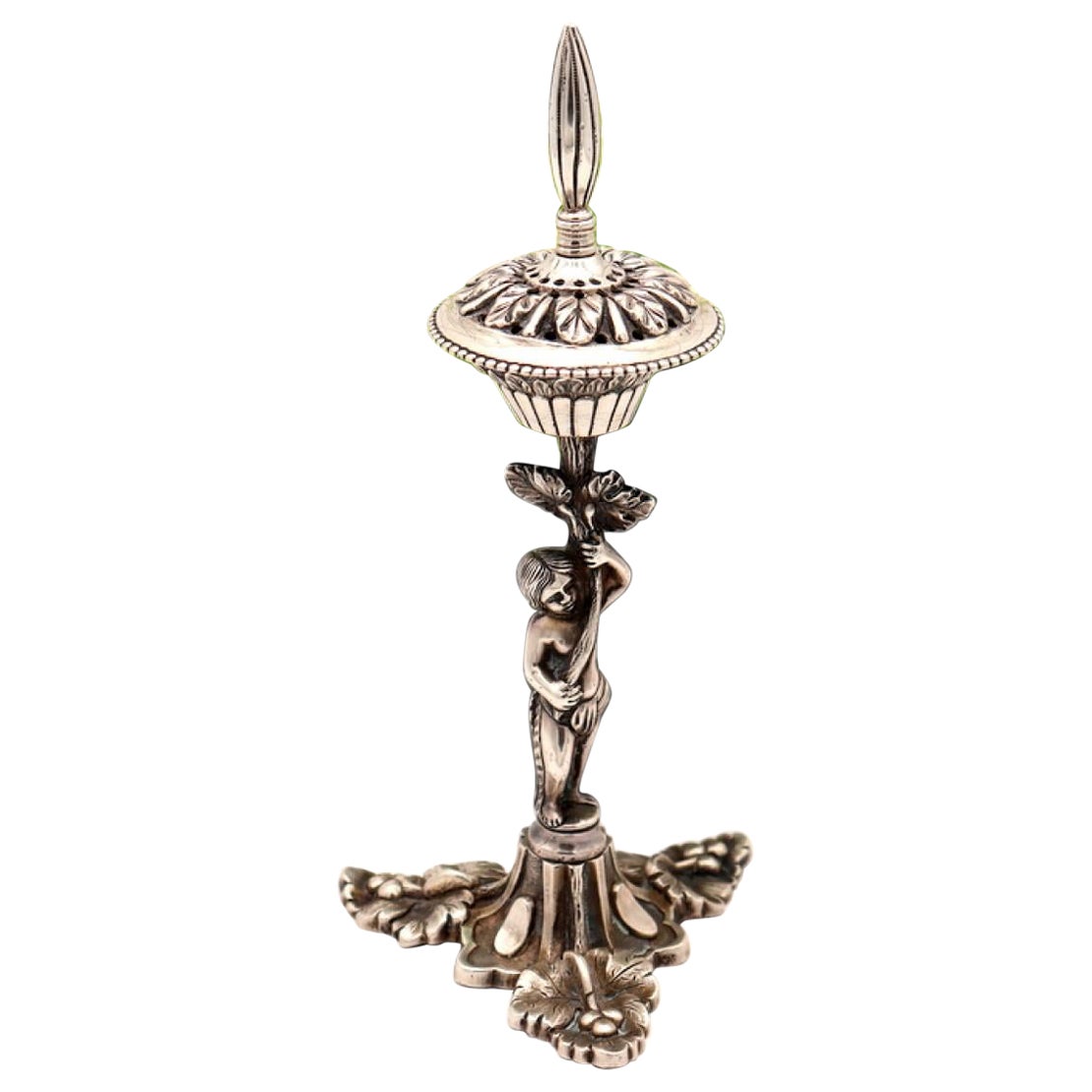Silver toothpick holder with floral reliefs