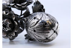 Silver toothpick holder with flowers