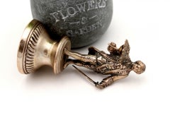 Silver toothpick holder with gentleman and cane