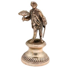 Silver toothpick holder with gentleman and cane