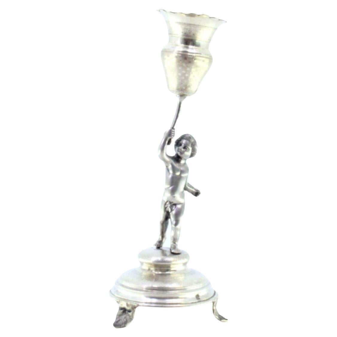 Silver toothpick holder with golden chalice
