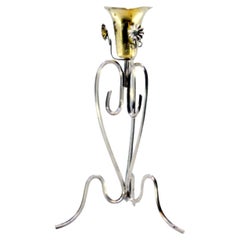 Silver toothpick holder with golden chalice wrapped in vine and leaves