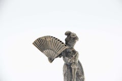 Silver toothpick holder with Japanese Geisha figure