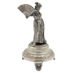 Silver toothpick holder with Japanese Geisha figure Silver toothpick holder with Japanese Geisha figure