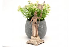 Silver toothpick holder with Joan of Arc and banner