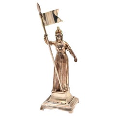 Silver toothpick holder with Joan of Arc and banner