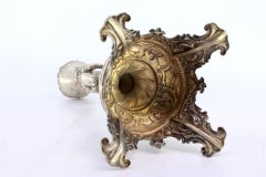 Silver toothpick holder with page holding chalice with flowers