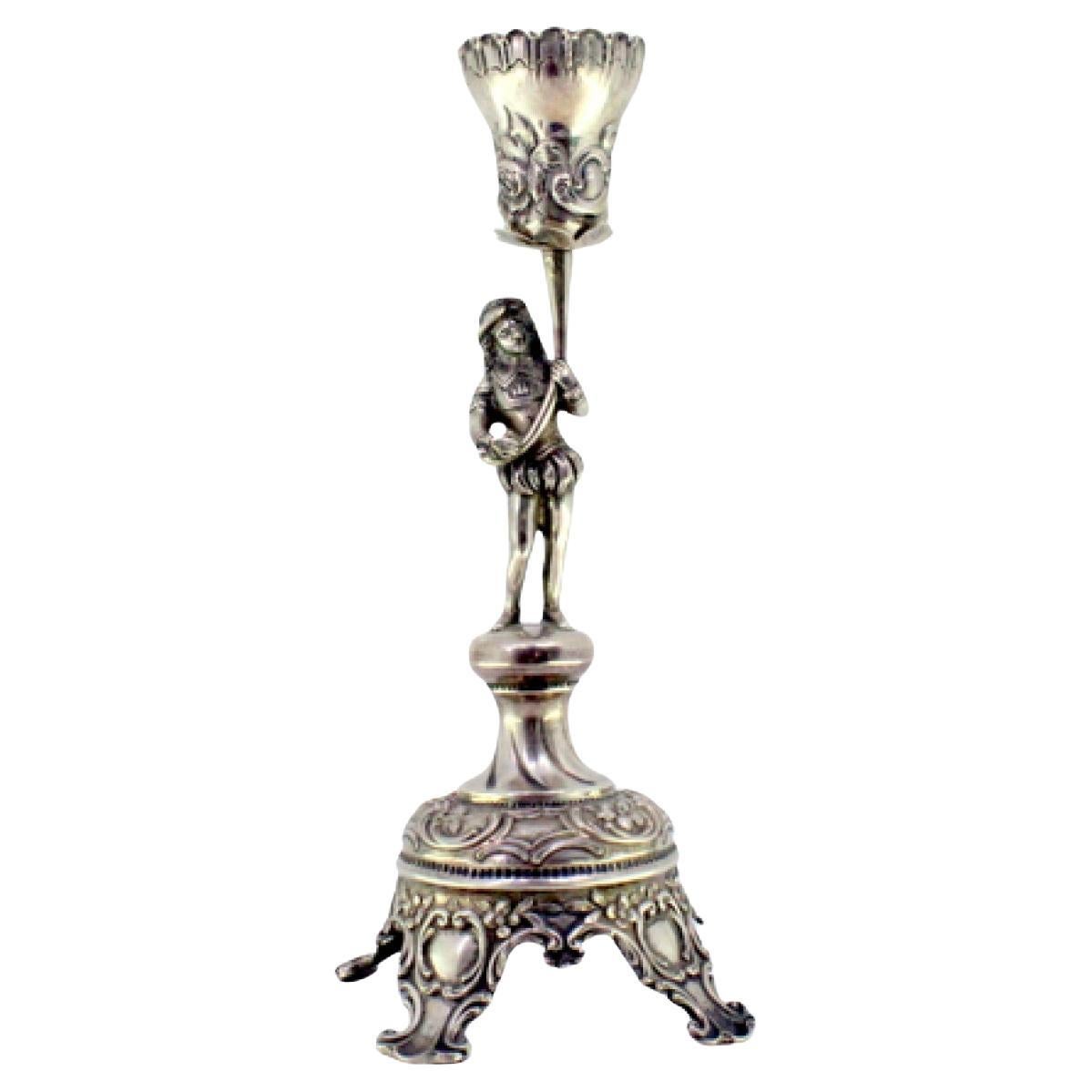 Silver toothpick holder with page holding chalice with flowers
