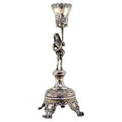 Silver toothpick holder with page holding chalice with flowers