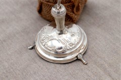 Silver toothpick holder with peasant carrying fruit