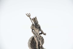 Silver toothpick holder with Poseidon resting on a quadrangular plinth