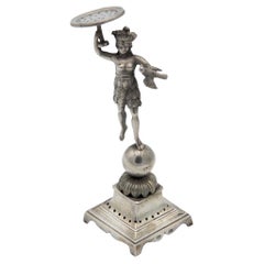 Silver toothpick holder with pre-Columbian female figure