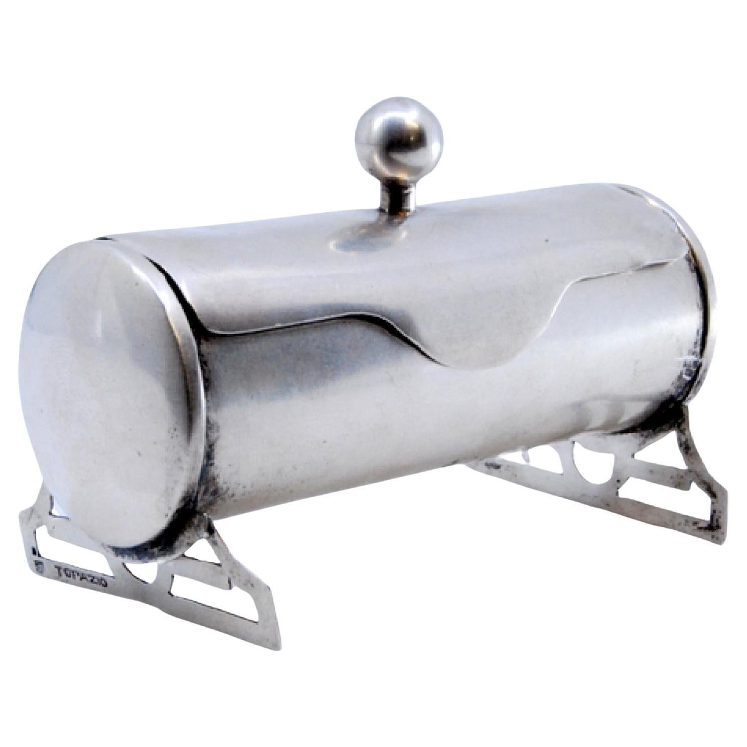 Silver toothpick holder with removable lid im Angebot