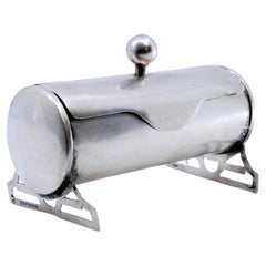 Silver toothpick holder with removable lid