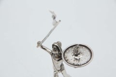 Silver toothpick holder with salesman figure