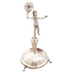 Silver toothpick holder with salesman hawking