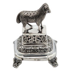 Silver toothpick holder with sheep cutout