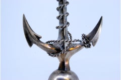 Silver toothpick holder with shell supporting chalice on anchor