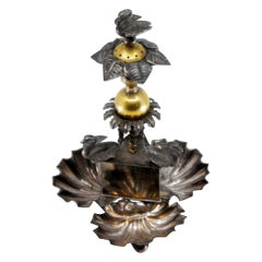 Silver toothpick holder with three shell-shaped holders