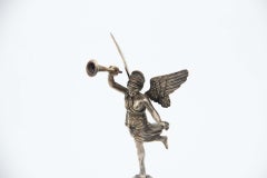 Silver toothpick holder with Winged Victory on a spherical shape