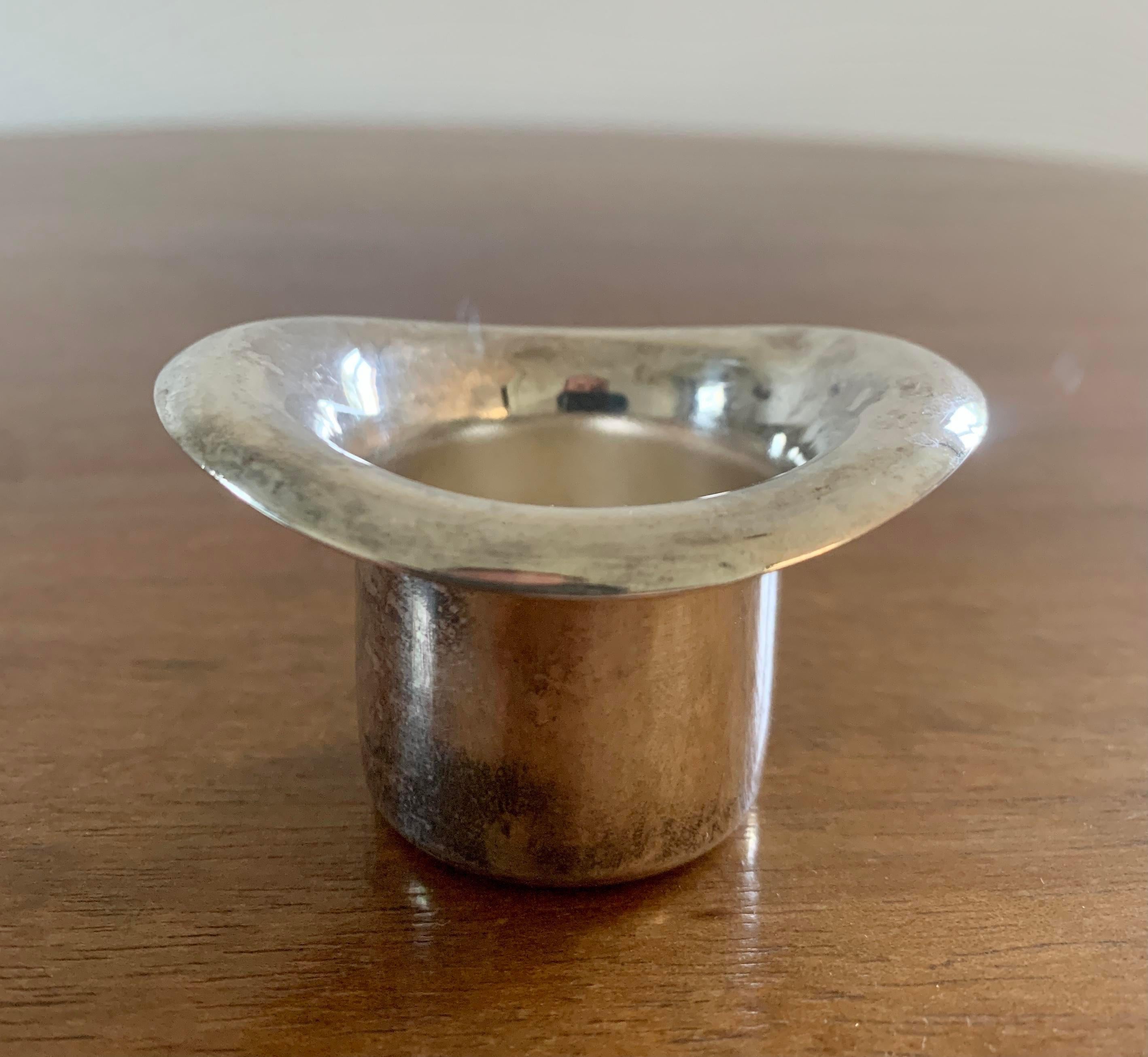 20th Century Silver Top Hat Cocktail Pick or Toothpick Holder