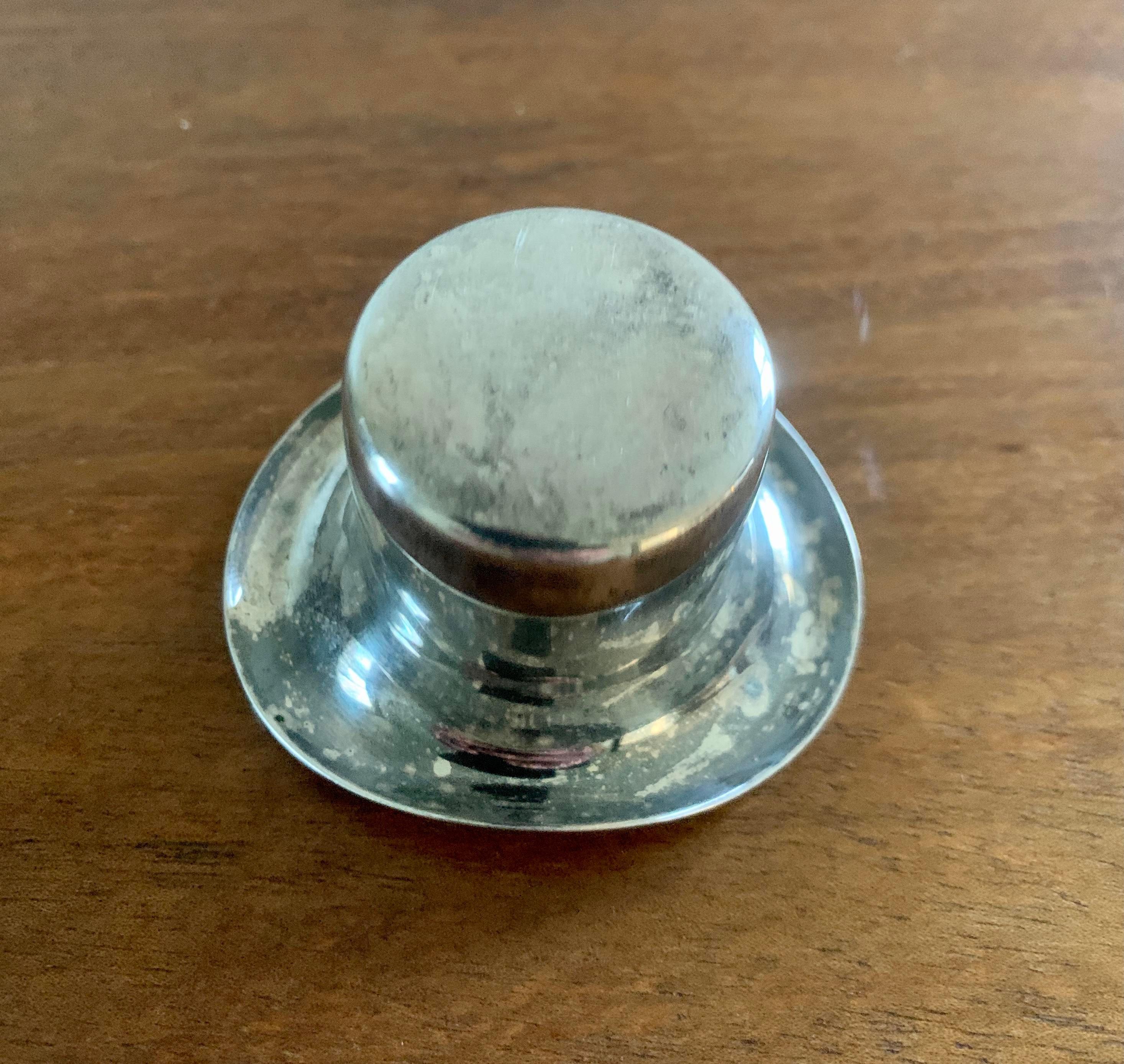 Silver Top Hat Cocktail Pick or Toothpick Holder For Sale 2