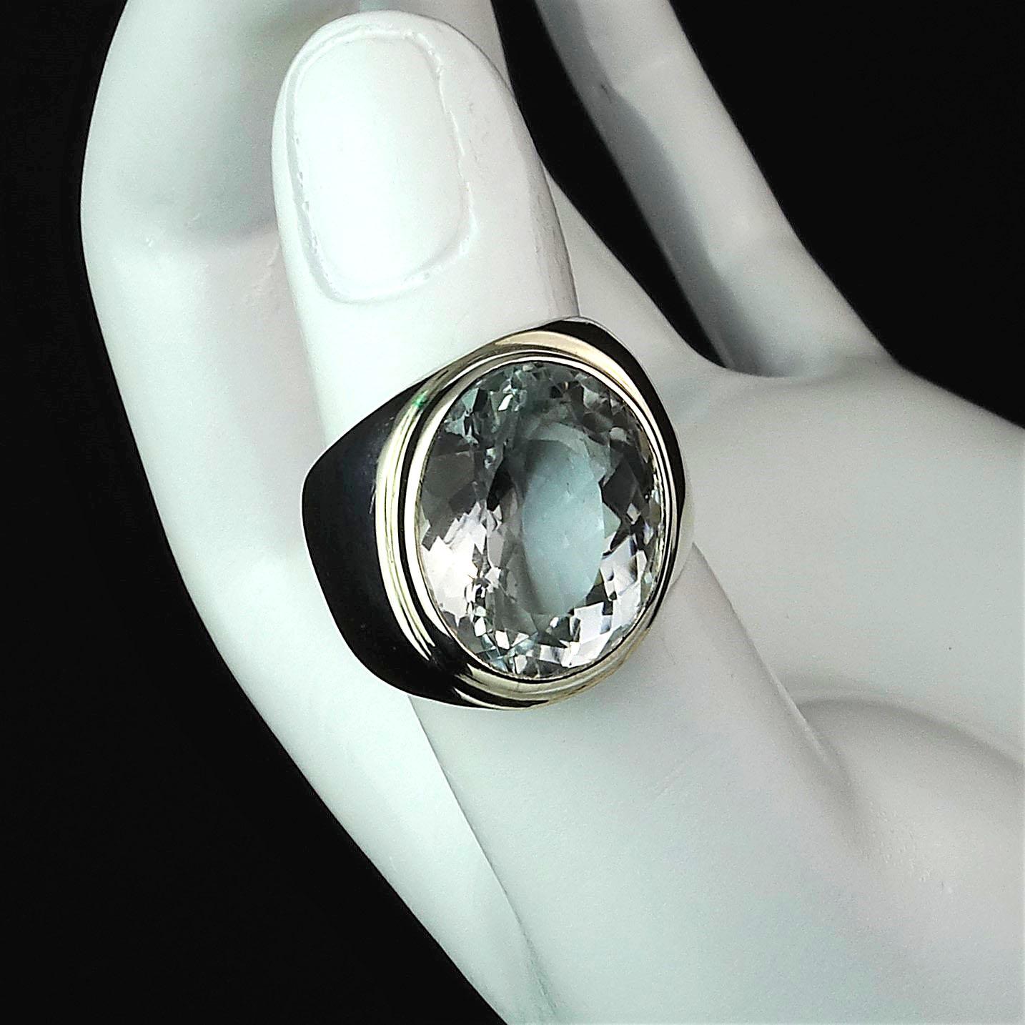 Silver Topaz Bezel Set in Wide band of Sterling Silver Ring 1
