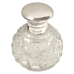 Antique Silver Topped Cut Glass Scent Bottle, Alexander Clark & Co., 1912