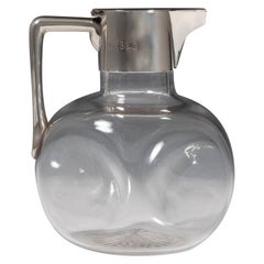 Silver Topped Dimpled Glass Claret Jug, Hallmarked 1898