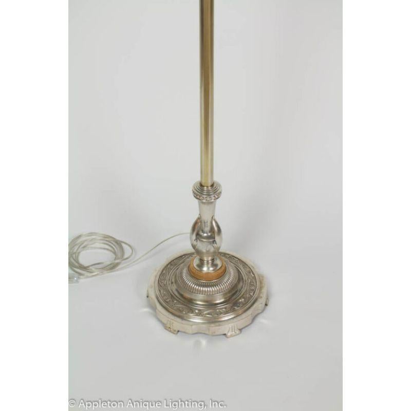 American Silver Torchiere with Square Glass Shade