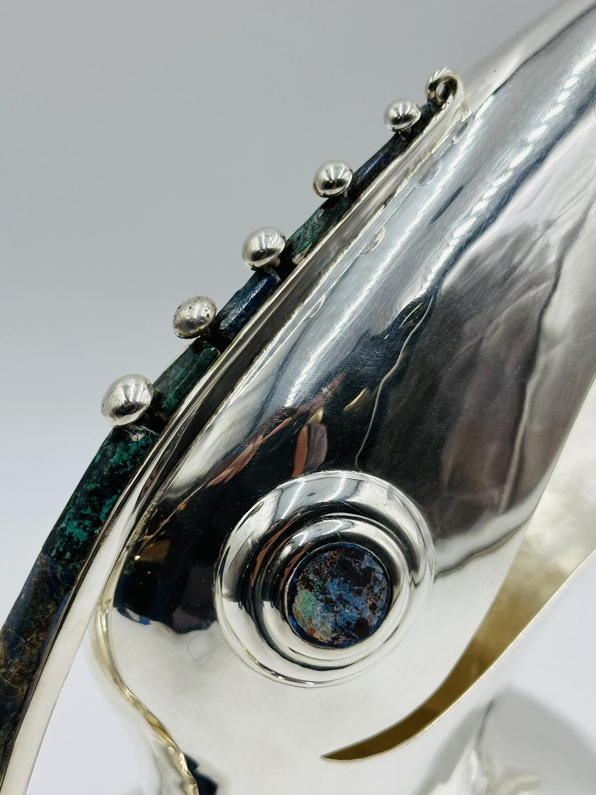 Silver Toucan Pitcher with Lapis Lazuli & Azurite Inlay by Los Castillo 2