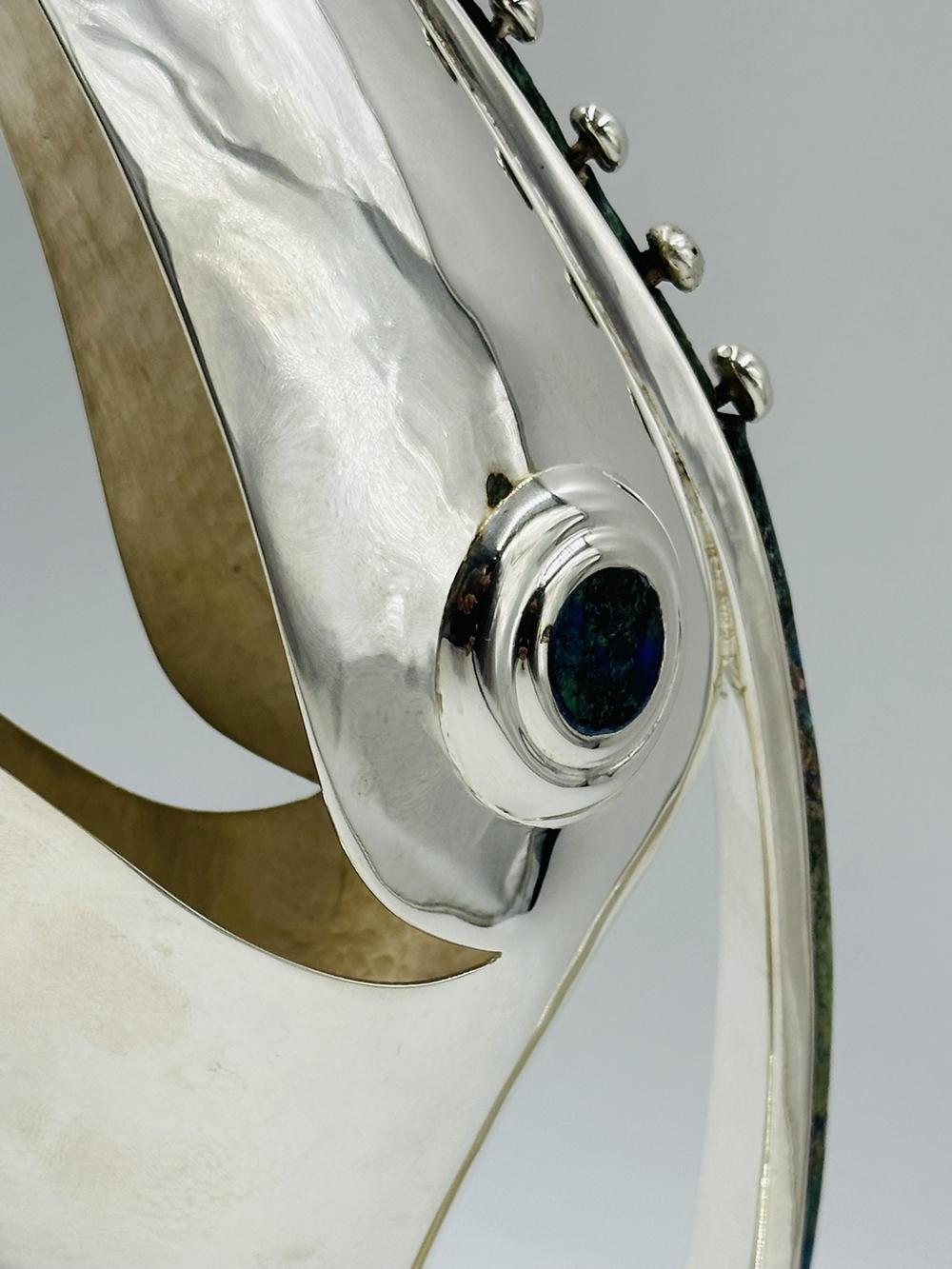 Silver Toucan Pitcher with Lapis Lazuli & Azurite Inlay by Los Castillo 4