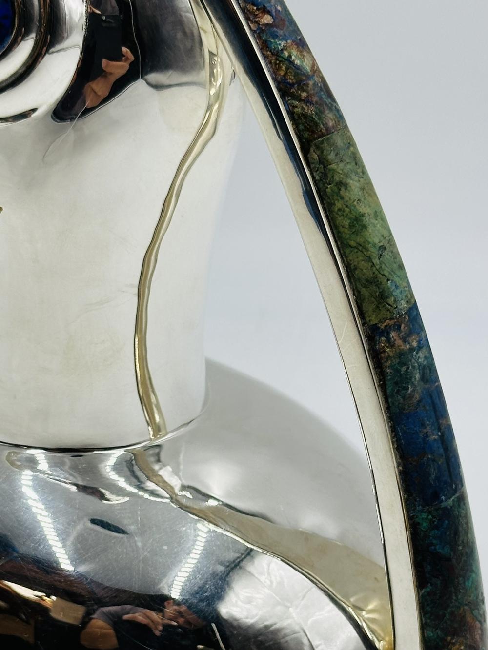 Silver Toucan Pitcher with Lapis Lazuli & Azurite Inlay by Los Castillo 6
