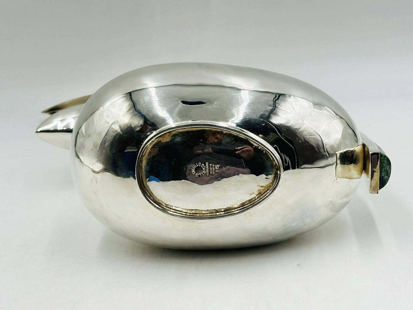 Silver Toucan Pitcher with Lapis Lazuli & Azurite Inlay by Los Castillo 7