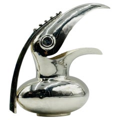 Silver Toucan Pitcher with Lapis Lazuli & Azurite Inlay by Los Castillo