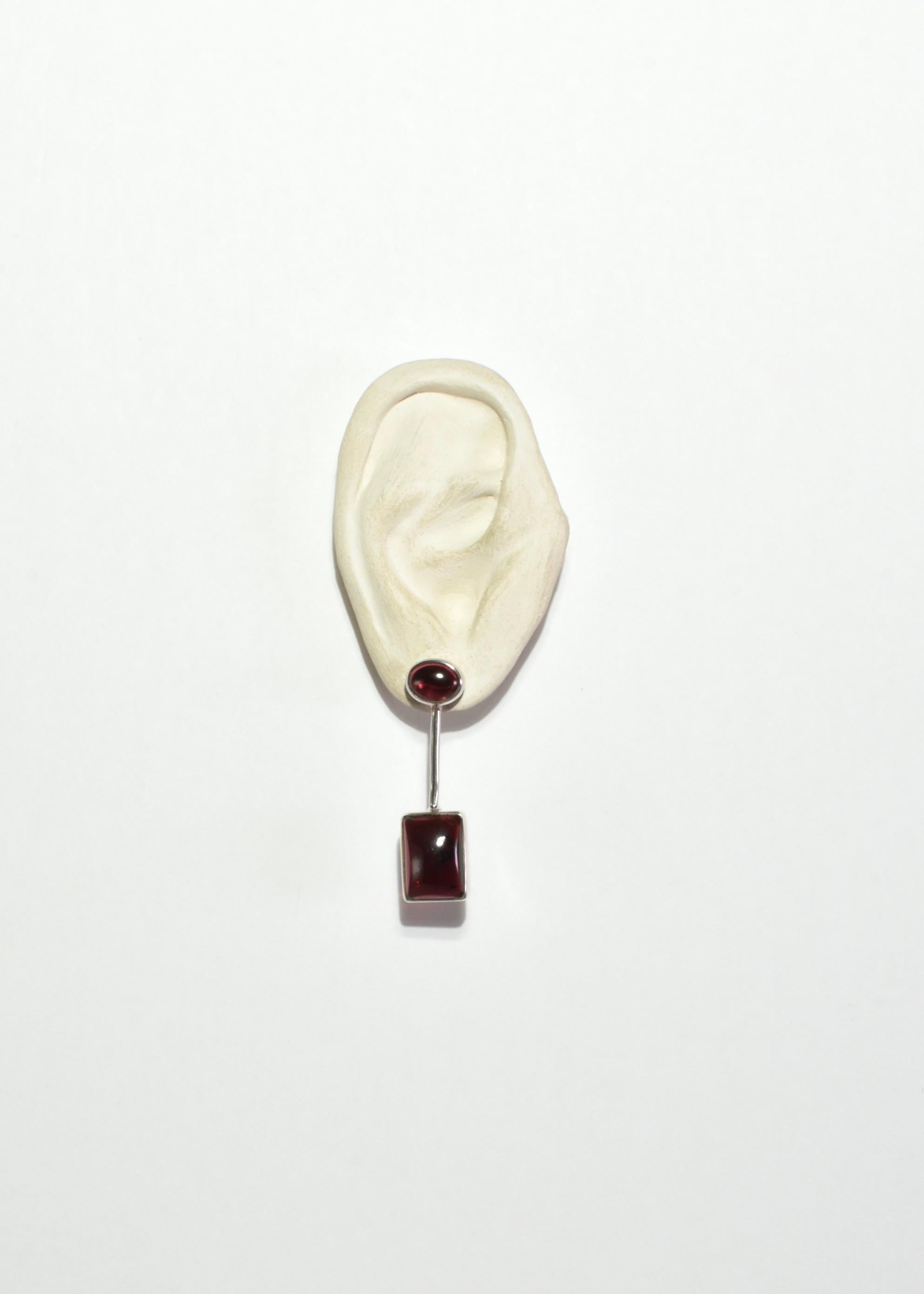 Cabochon Silver Tourmaline Earrings For Sale