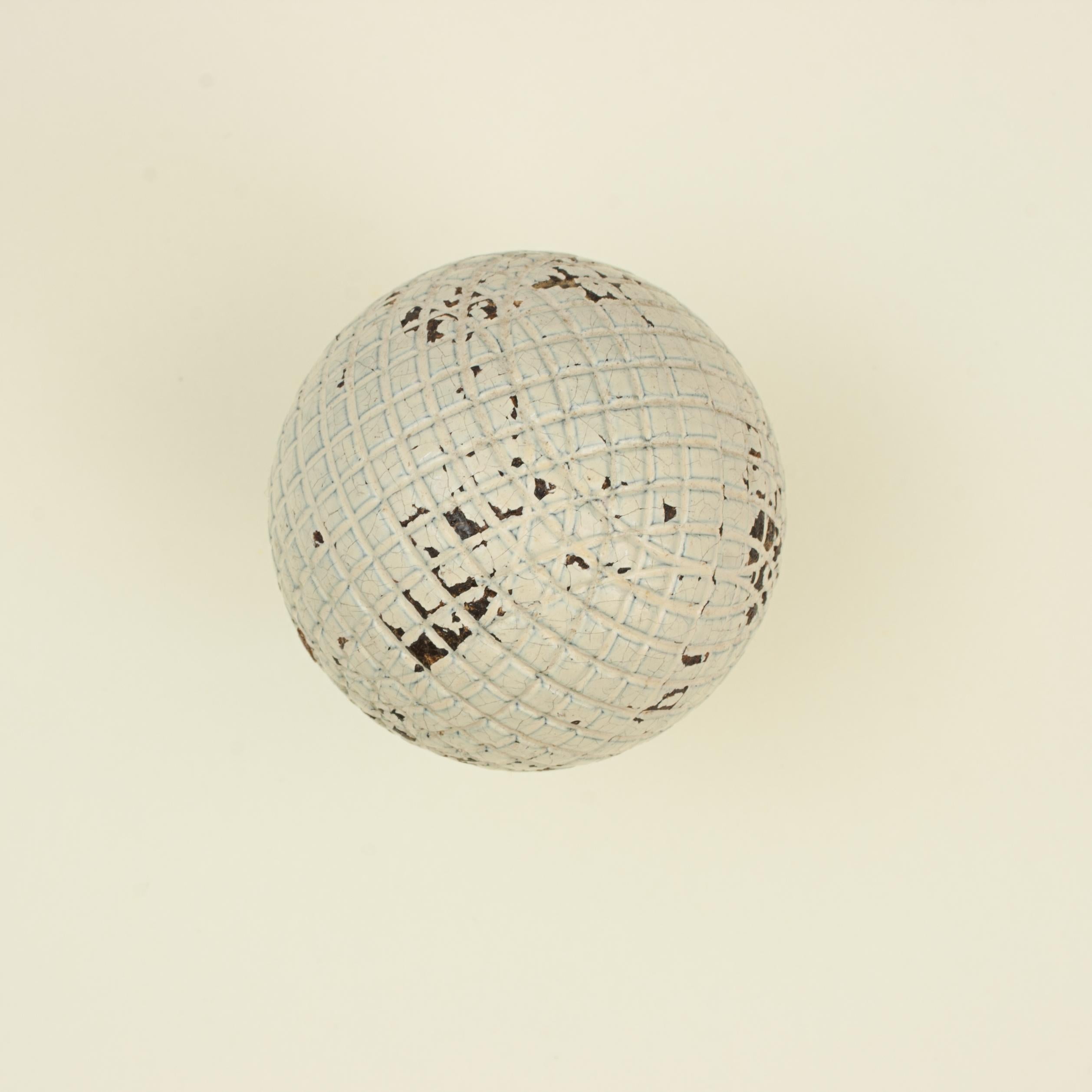 British Silver Town Gutta Percha, Mesh Pattern Golf Ball For Sale