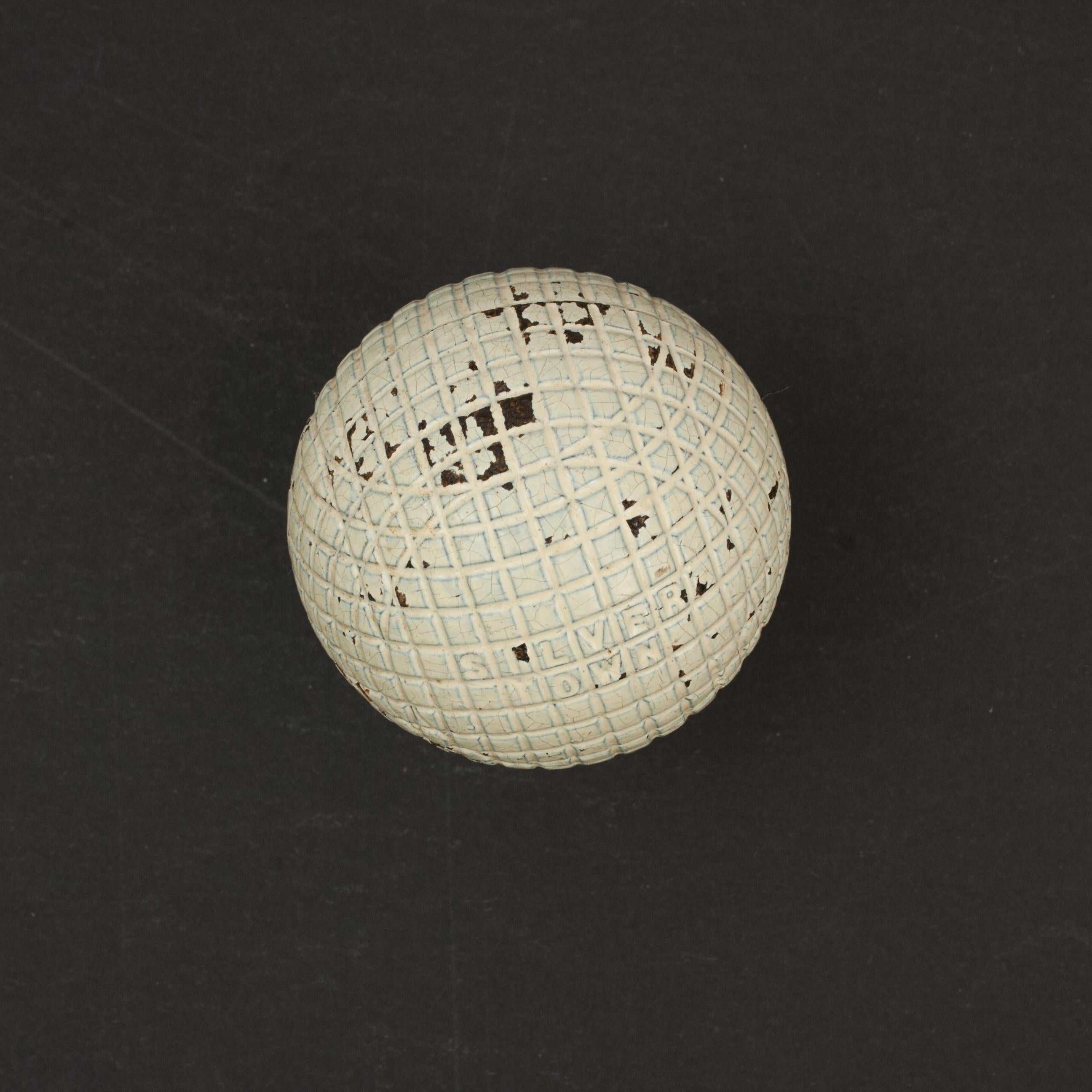 19th Century Silver Town Gutta Percha, Mesh Pattern Golf Ball For Sale
