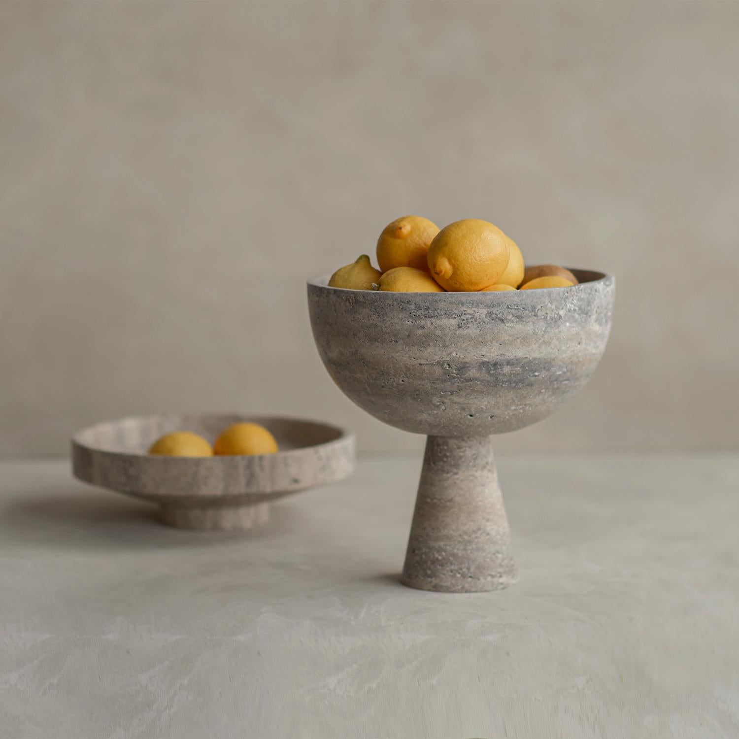 travertine pedestal bowl
