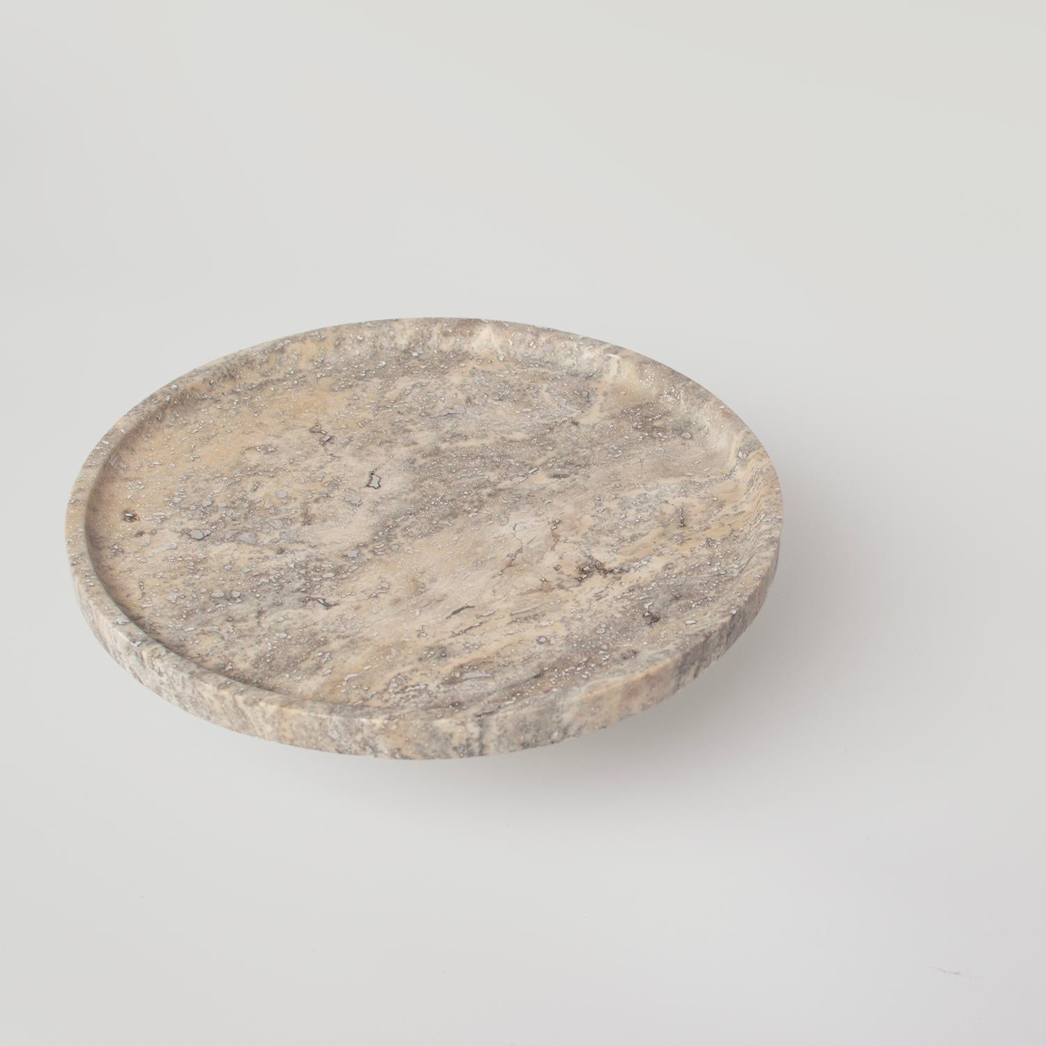 Modern Silver Travertine Cake Stand For Sale